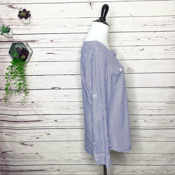 Vineyard Vines Blue & White Striped Popover Top Size Small - Picture 10 of 12